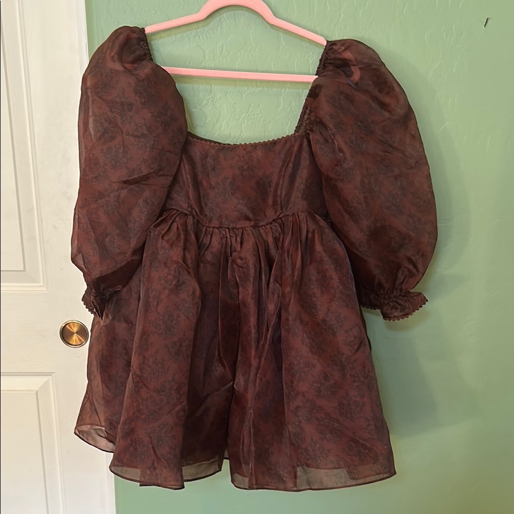 Selkie Brown Puff Dress